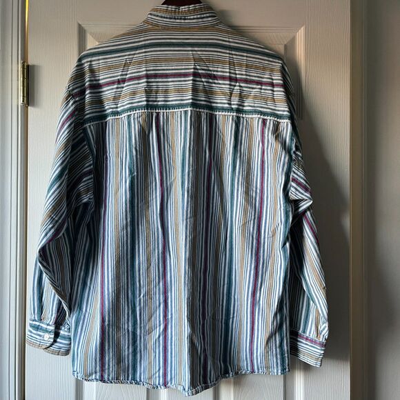 Vintage Bon Homme Long Sleeve Button Up | Mens Large Blue Striped | Size L - Picture 4 of 5